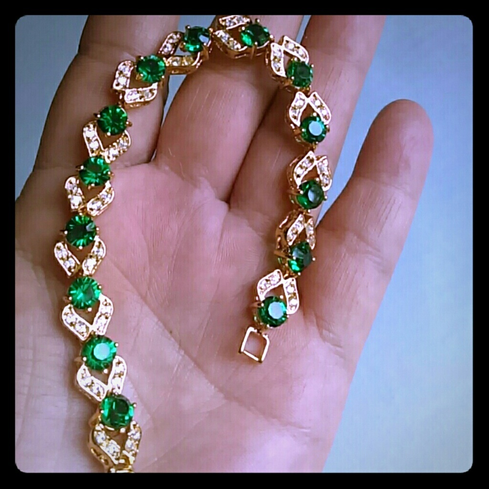 Emerald Green Rhinestone Tennis Bracelet